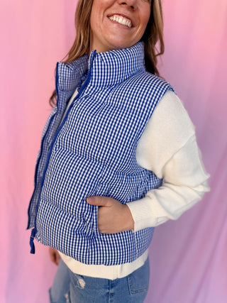 Gingham Puffer Vest