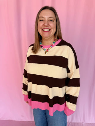 Stripe a Pose Sweater- Curvy