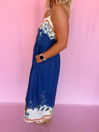 Floral Boarder Midi Dress