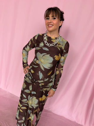 Floral Mesh Knit Dress