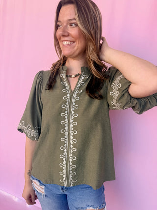 Embroidered Darling Top
