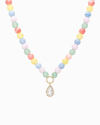Marble Pastel Bead Teardrop Charm Necklace