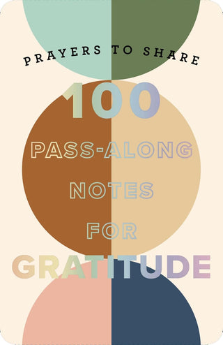 Book cover with geometric shapes and text about prayers and pass-along notes for gratitude.
