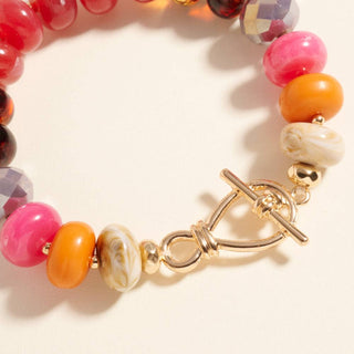 Marbled Ombre Resin Oval Beaded Stretch Bracelet