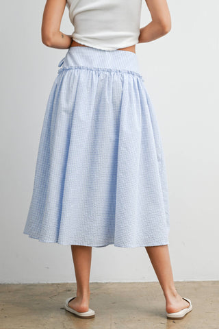 Checkered Ruffled High-Waist Skirt