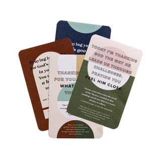 Set of prayer cards with motivational text on a white background