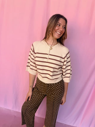 Ribbed Trim Knit Top