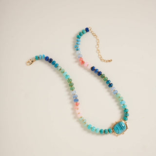 Mixed Marbled  17" Ombre Beaded Pendant Necklace