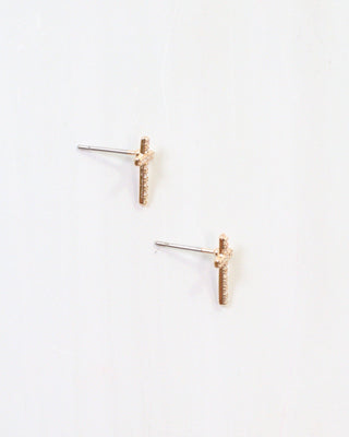Colorado Cross and Crystal Stud Earring Gold