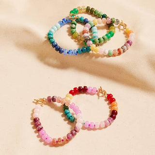 Flat Round Resin Bead Ombre Mixed Stretch Bracelet