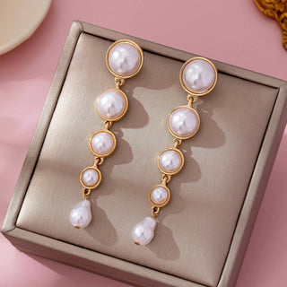 Linear Pearl Drop Earring