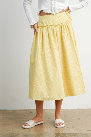 Checkered Ruffled High-Waist Skirt