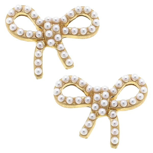 Pearl Studded Bow Earring