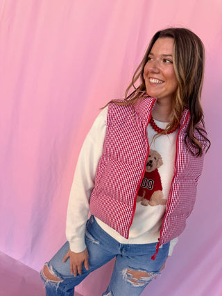 Gingham Puffer Vest