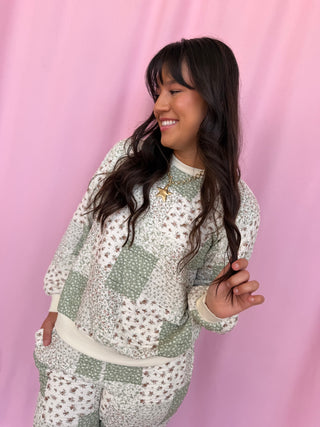 girl wearing a quilted set