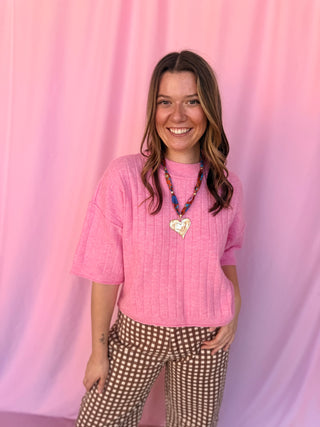 Cropped Length Ribbed Sweater