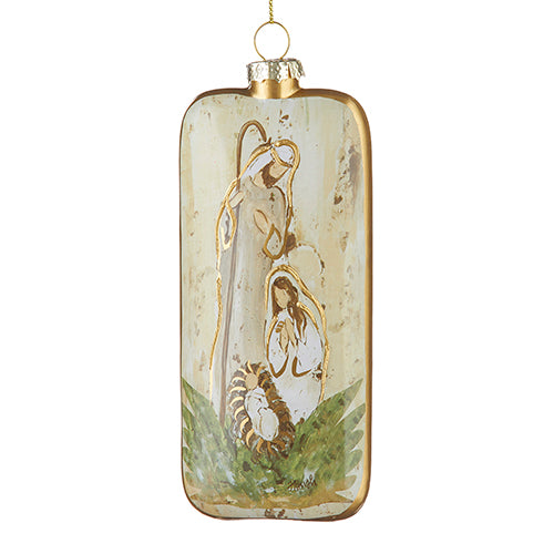 6" Holy Family Glass Ornament