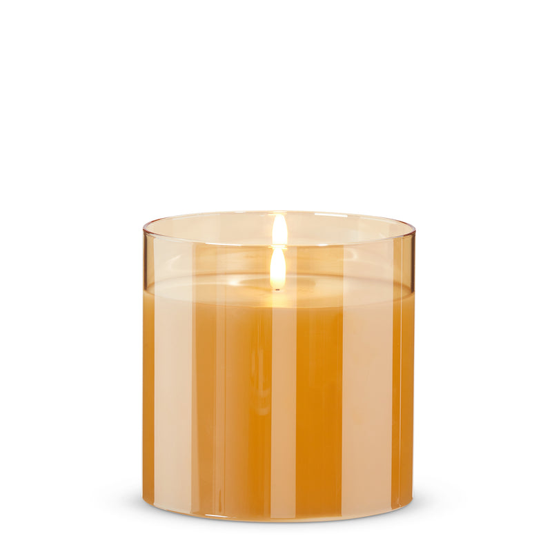 6X6 Gold Glass Ivory Candle