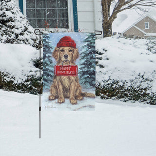 Golden Happy Howlidays Garden Flag