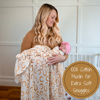 Baby Muslin Lucky Horseshoe Swaddle Blanket