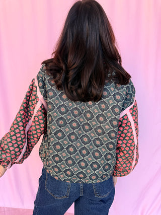 Patchwork Quilted Bomber Jacket