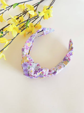 Handmade Knotted Headbands With Purple Flowers For Women