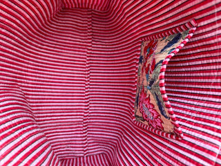 Ivory Quilted Bag With Large Multi Color Flowers