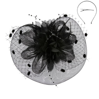 Organza Flower w/ Dotted Veil Fascinator