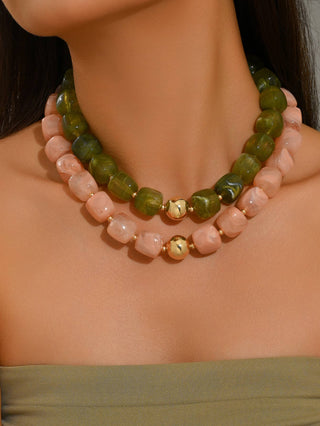 Boho Colorful Geometric Acrylic Bead Necklace
