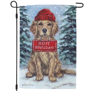 Golden Happy Howlidays Garden Flag