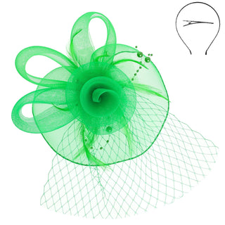 Green Floral Feathered Fascinator