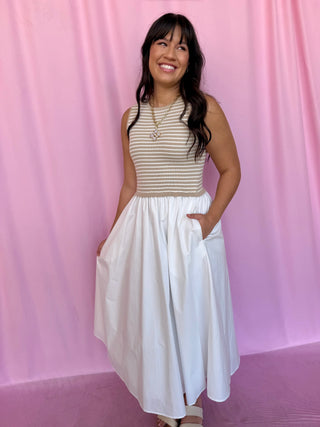 girl wearing striped dress