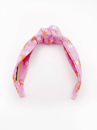Pink Floral Knotted Headbands, Pink Womens Knot Headbands