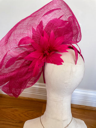 Fuchsia Feather Fascinator