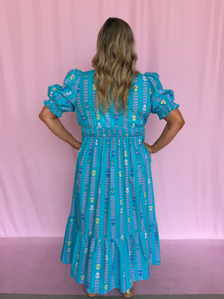 Vibrant Ruffle Midi Dress- Curvy