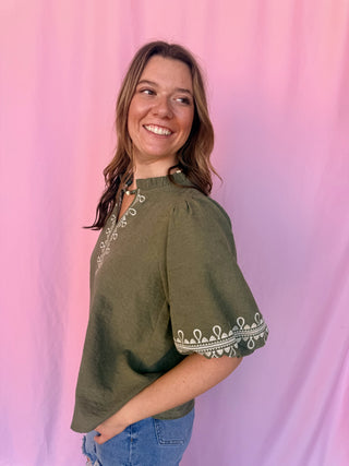 Embroidered Darling Top
