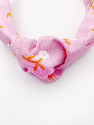 Pink Floral Knotted Headbands, Pink Womens Knot Headbands