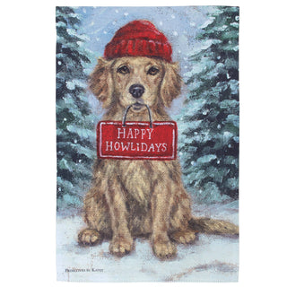 Golden Happy Howlidays Garden Flag
