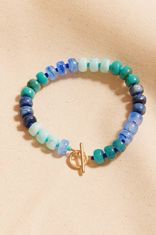 Flat Round Resin Bead Ombre Mixed Stretch Bracelet