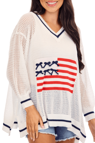 White Americana Sweater