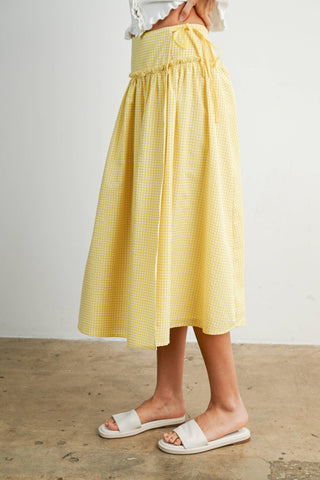 Checkered Ruffled High-Waist Skirt