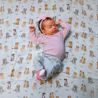Baby Muslin Woof Woof Swaddle Blanket