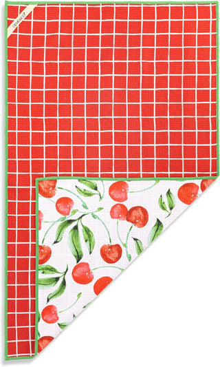 Cherry Red Plaid Absorbent Towel
