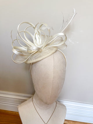 White Bold Feather Fascinator