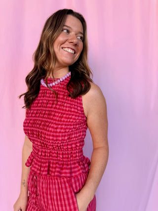 Smocked Gingham Top