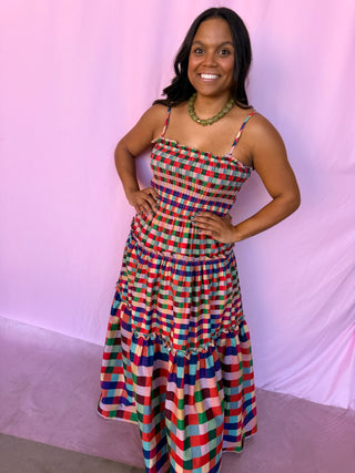 Plaid Tiered Maxi Dress