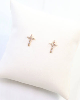 Colorado Cross and Crystal Stud Earring Gold