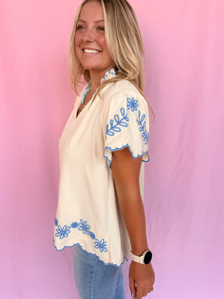 Daisy Days Scallop Top
