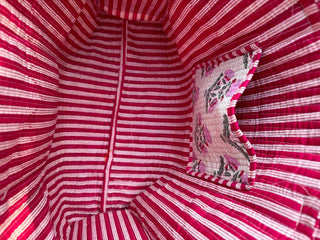 Cotton Quilted Bag Ivory With Pink Florals