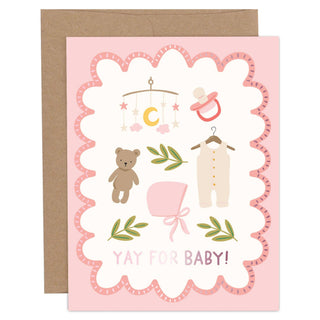 Yay For Baby Congratulations Greeting Card - Pink